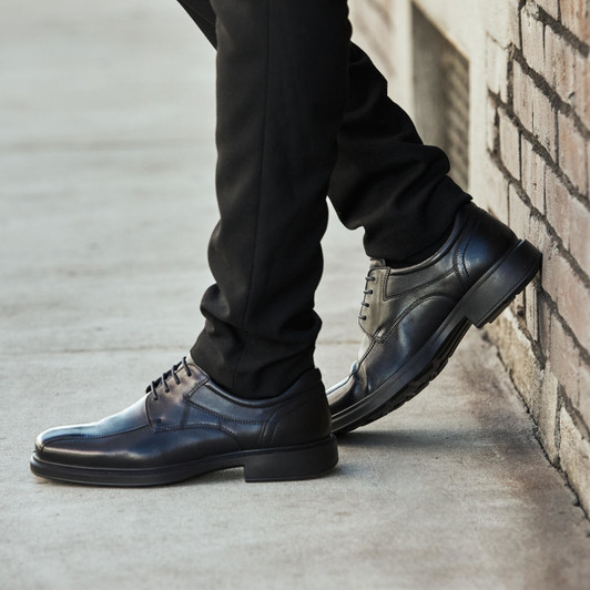 Ecco Helsinki 2 500174-01001 Black Leather Bike-Toe Derby Shoe | newshoes.ie