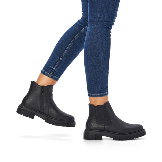Botines para mujer zapatillas deportivas con cremallera negro Rieker  M4953-00 - KeeShoes