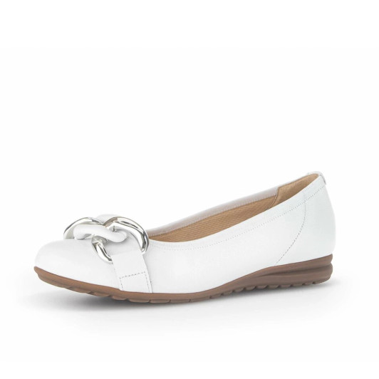 Gabor 62.625.50 White Leather Pump with chain detail | newshoes.ie