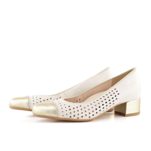 Ara Nizza 12-35819-11H Cream & Gold Court Shoes
