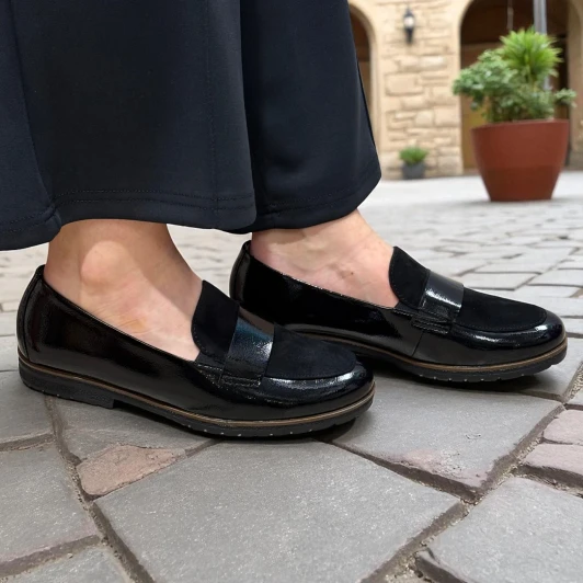 Gabor 4005.01.002 (G fit) Comfort Fit Black Patent Leather Loafer | newshoes.ie