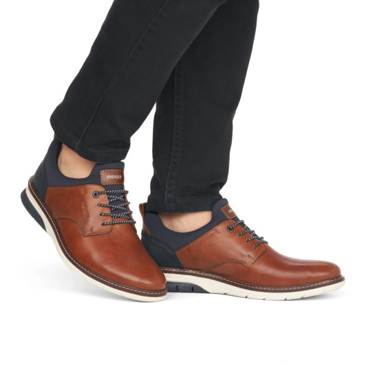 Rieker 14454-22 Tan & Navy Wide Fit Smart Casual Shoe | newshoes.ie