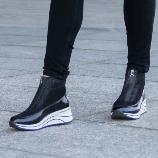 Remonte D0T71-01 Black Wide Fit Wedge Ankle Boot newshoes.ie