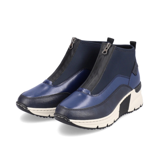 Rieker N6352-14 Navy & White Wedge Ankle Boot | newshoes.ie
