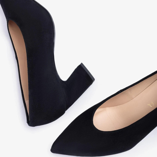 Unisa Kramp-F23 KS Black suede block heel dress shoe