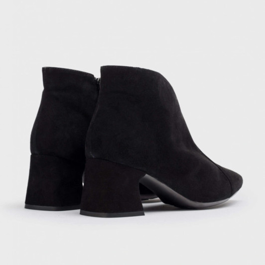 Wonders Eliot I-9013 Soft Black Suede Block Heel Ankle Boot newshoes.ie
