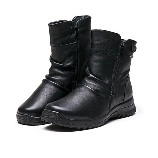 G Comfort 10192 Black Fur Wide Fit Weatherproof Boot | newshoes.ie