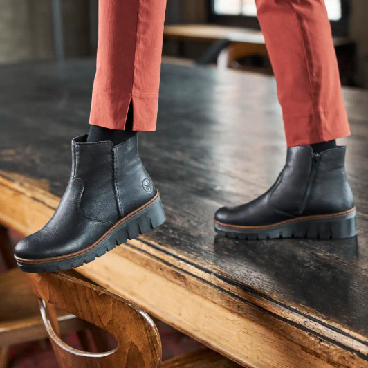 Rieker X9165-00 Black Wedge Ankle Boot | newshoes.ie
