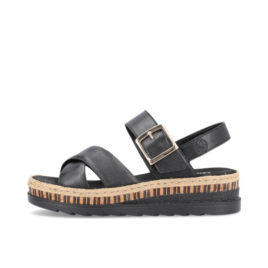 Rieker V7951-00 Black Wedge Sandal | newshoes.ie