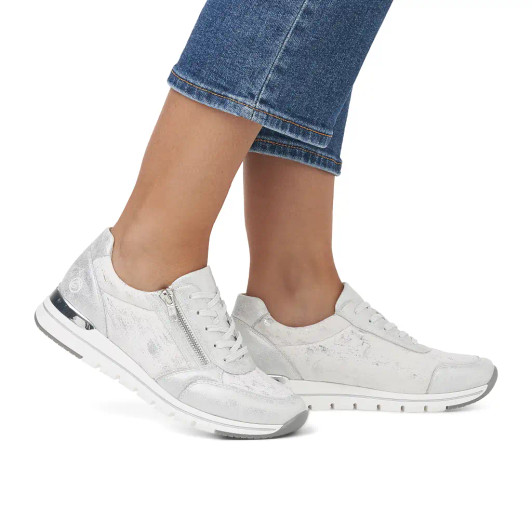 Remonte R6700-91 White & Silver Sneaker | newshoes.ie