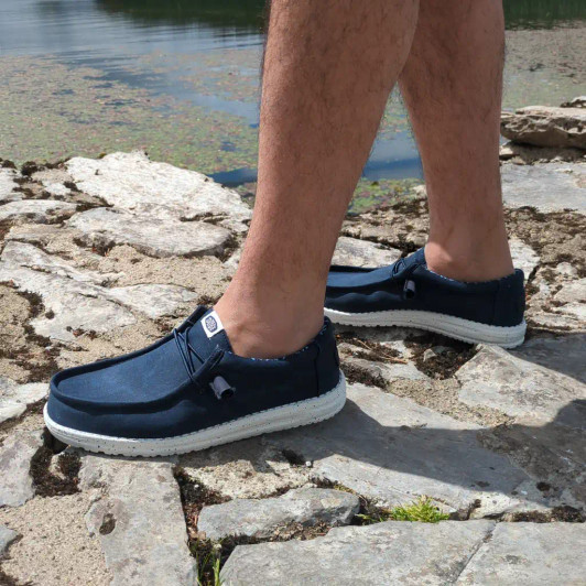 HeyDude Wally Stretch Canvas 40700-410 Navy Men's Slip-On Sneaker