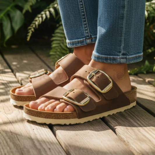 Birkenstock Arizona Big Buckle Oiled Leather Cognac 1011073 Double Strap Women's Sandal