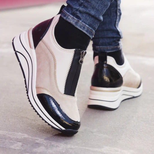 Remonte D0T08-60 Beige Wide Fit Casual Shoe newshoes.ie