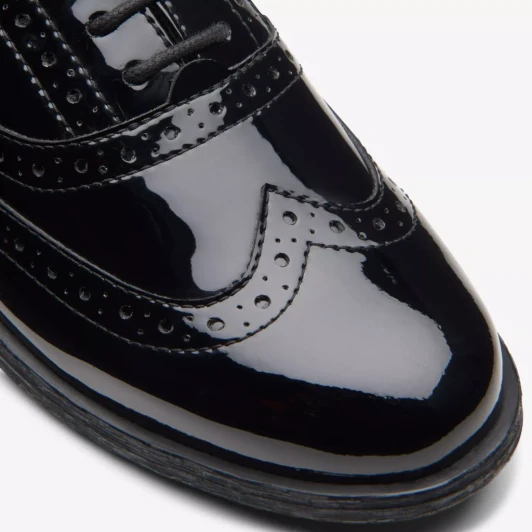 Clarks Havisham Oak 26178710 Black Patent Women's Brogue | newshoes.ie