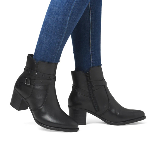Rieker Y2059-00 Black Block Heel Ankle Boot | newshoes.ie
