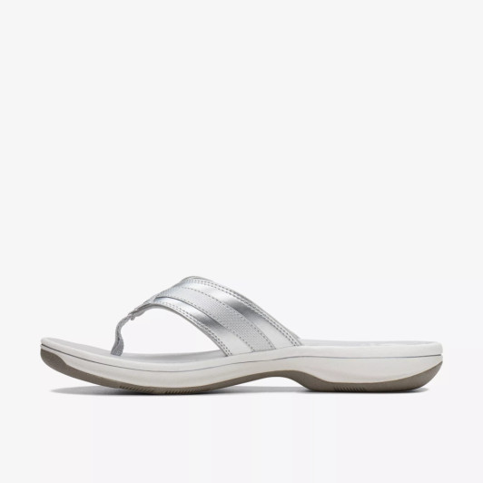 Clarks Brinkley Sea 26134636 Silver Toe Post Slide newshoes.ie