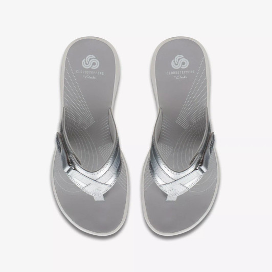 Clarks Brinkley Sea 26134636 Silver Toe Post Slide newshoes.ie