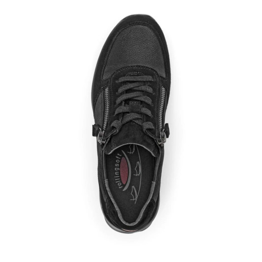 Gabor Rolling Soft 56.968.37 Black Shimmer Low Wedge Sneaker newshoes.ie