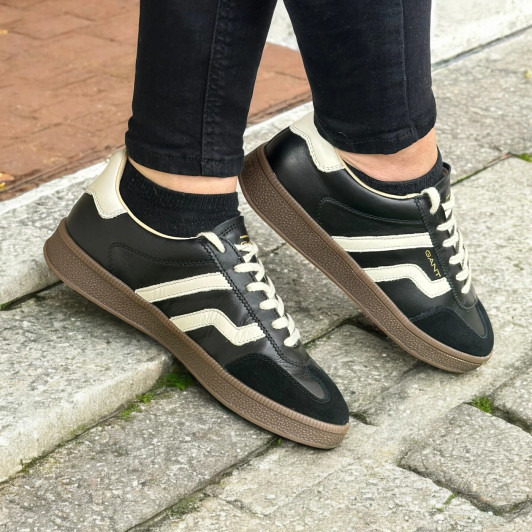 Gant Cuzima 30531954 G001 Black & White Leather Sneaker | newshoes.ie