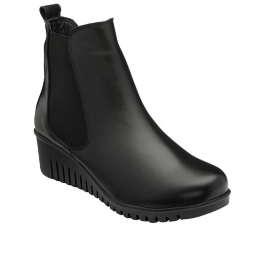 Lotus Dresden ULB382BB0 Black Leather Wedge Ankle Boot | newshoes.ie