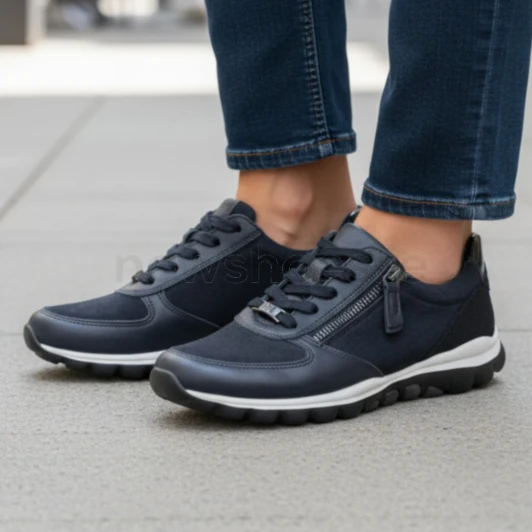 Gabor Rolling Soft 76.968.66 Navy Low Wedge Sneaker | newshoes.ie