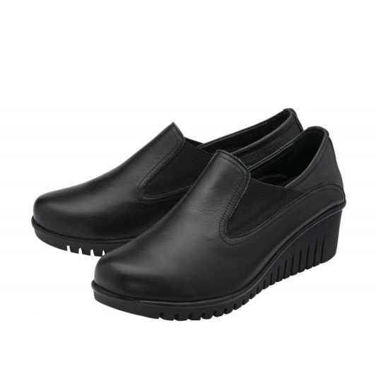 Lotus Delmar ULS527BB0 Black Leather Wedge Shoe | newshoes.ie