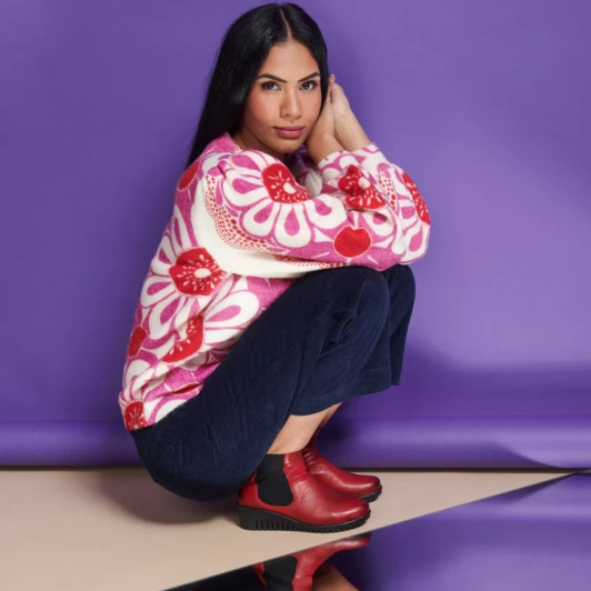 Lotus Dresden ULB382RR0 Red Leather Wedge Ankle Boot | newshoes.ie