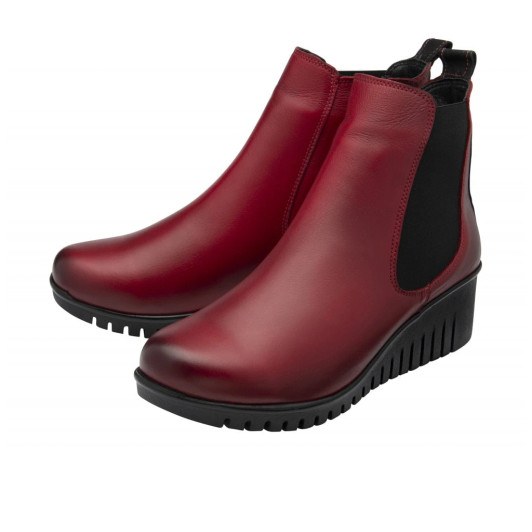 Lotus Dresden ULB382RR0 Red Leather Wedge Ankle Boot | newshoes.ie