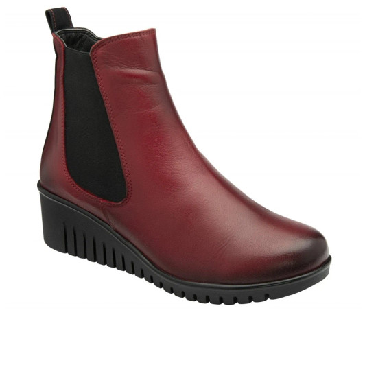 Lotus Dresden ULB382RR0 Red Leather Wedge Ankle Boot | newshoes.ie