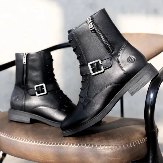 Remonte D1U70-00 Back Biker Boot with side buckle | newshoes.ie