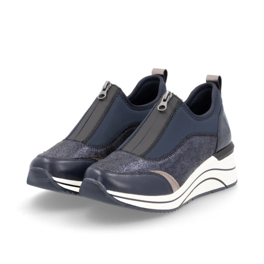 Remonte D0T08-12 Navy Print Wide Fit Casual Shoe | newshoes.ie