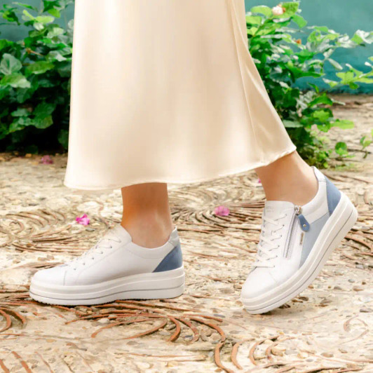 Remonte D1C01-84 White & Blue Wedge Sneaker | newshoes.ie