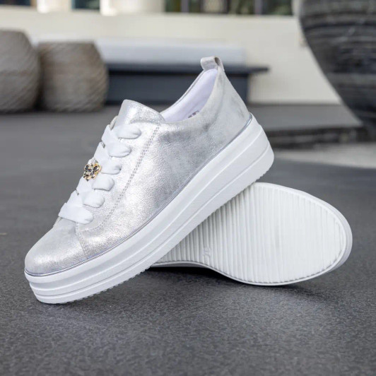 Remonte D1C03-81 Silver Platform Sneaker | newshoes.ie