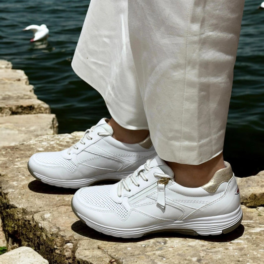 Gabor Rolling Soft 86.978.51 White Low Wedge Sneaker | newshoes.ie
