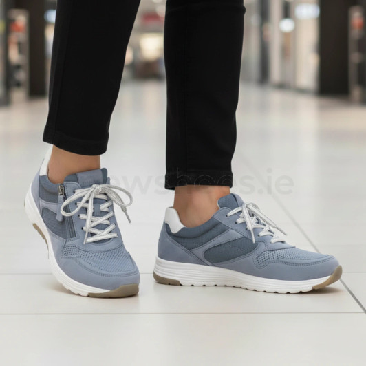 Gabor Rolling Soft 66.978.26 Blue Low Wedge Sneaker | newshoes.ie