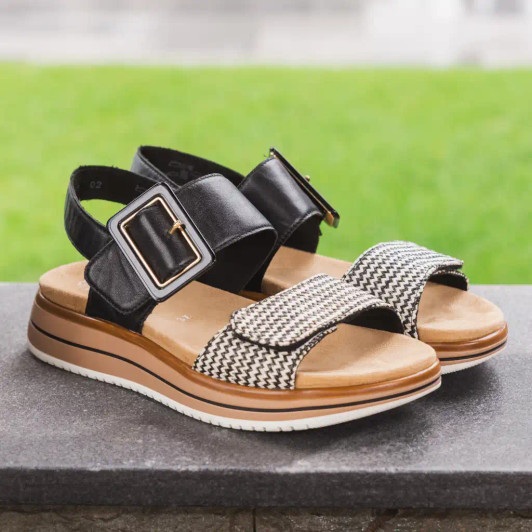 Remonte D1J53-02 Black & Cream Sandal | newshoes.ie