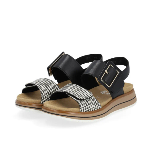 Remonte D1J53-02 Black & Cream Sandal | newshoes.ie