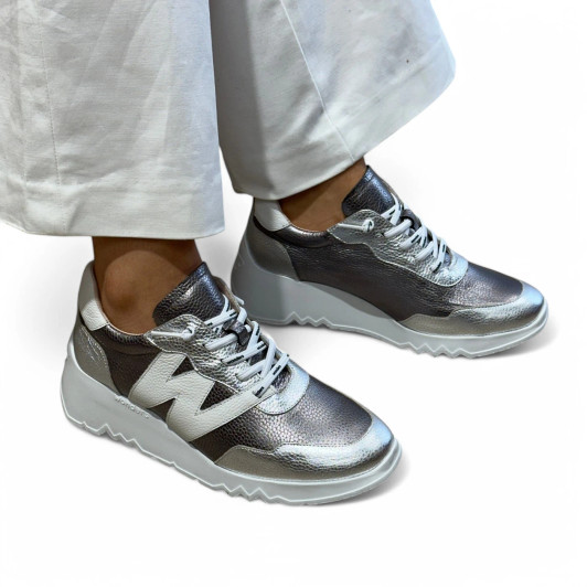 Wonders Kyoto E-6760 Silver Wedge Sneaker | newshoes.ie