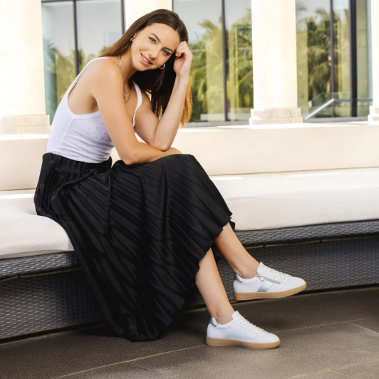 Remonte D2C02-80 White & Silver Sneaker | newshoes.ie