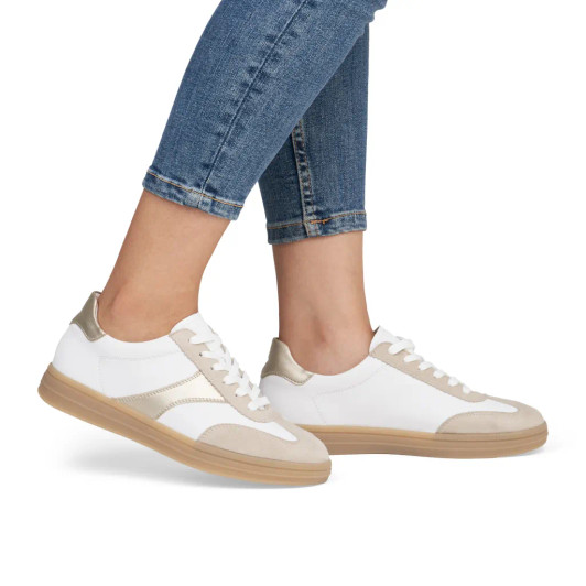 Remonte D2C01-81 White & Beige Sneaker | newshoes.ie