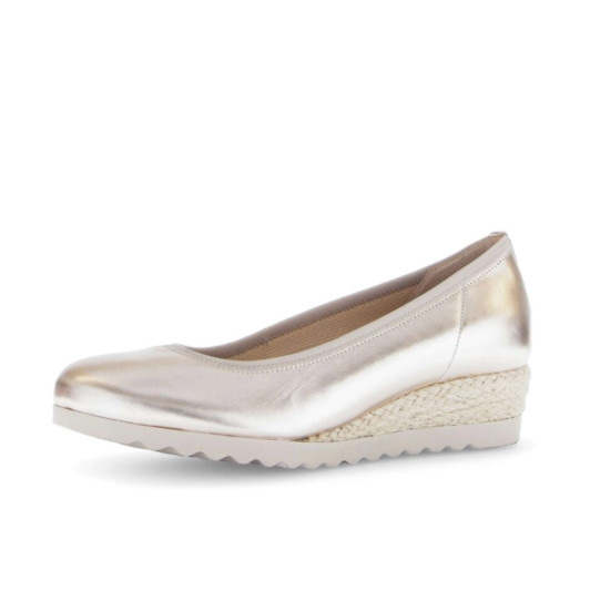 Gabor 62.641.82 Gold Metallic Wedge Pump | newshoes.ie