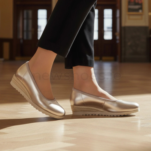 Gabor 82.641.82 Gold Metallic Wedge Pump | newshoes.ie