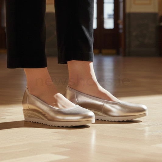 Gabor 82.641.82 Gold Metallic Wedge Pump | newshoes.ie