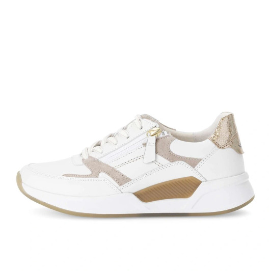Gabor Rolling Soft 86.958.52 White & Beige Low Wedge Sneaker | newshoes.ie