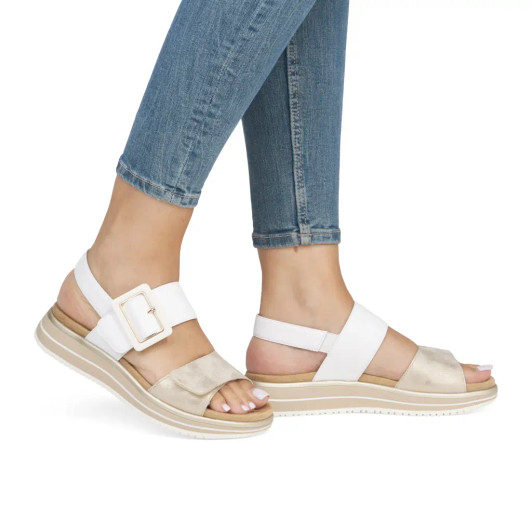 Remonte D1J53-80 White & Metallic Sandal | newshoes.ie