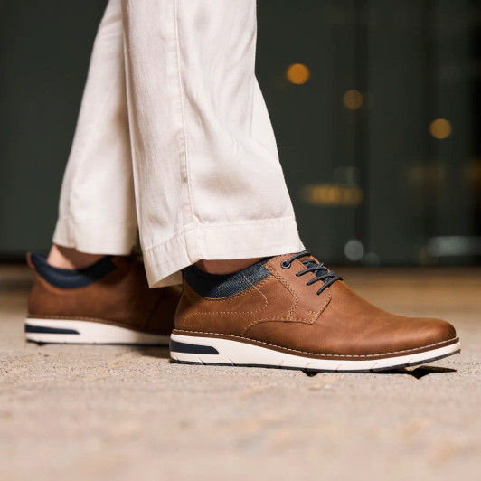 Rieker 11357-24 Brown Nubuck & Navy Casual Shoe | newshoes.ie