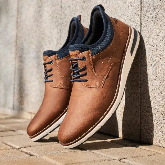 Rieker 11357-24 Brown Nubuck & Navy Casual Shoe | newshoes.ie