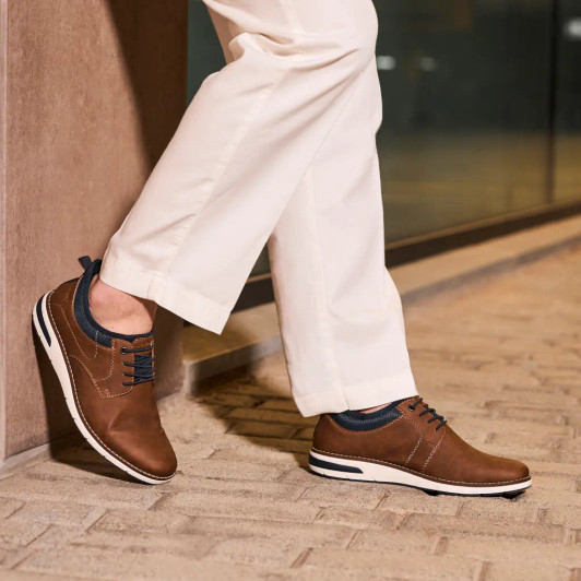 Rieker 11357-24 Brown Nubuck & Navy Casual Shoe | newshoes.ie