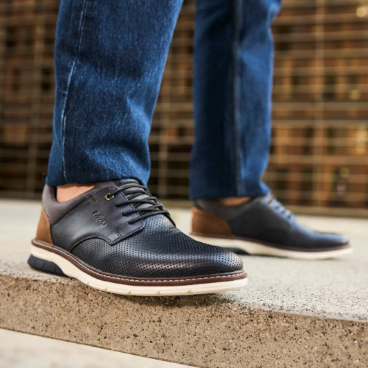 Rieker 14450-15 Navy & Tan Wide Fit Smart Casual Shoe | newshoes.ie
