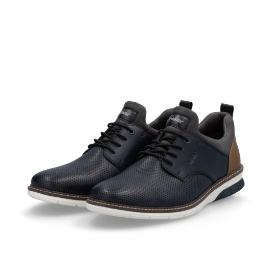 Rieker 14450-15 Navy & Tan Wide Fit Smart Casual Shoe | newshoes.ie